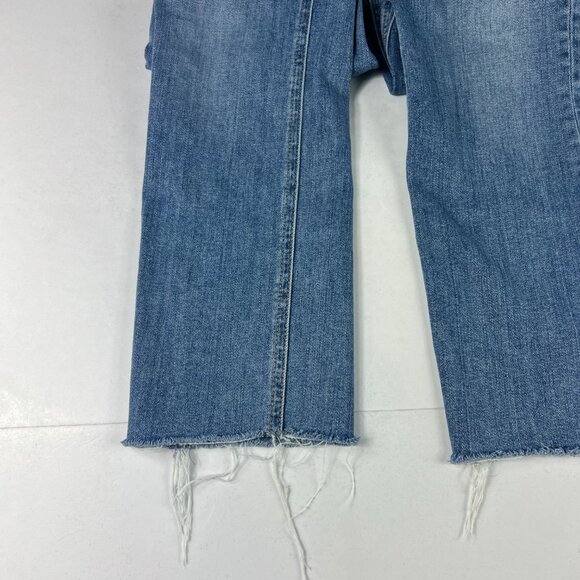GRLFRND Jeans Women's Measured 25x23 Reed Slim Leg Crop Blue Frayed Denim Tag 25 - Picture 5 of 16